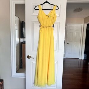 Marciano size 4. Bright yellow long chiffon dress.